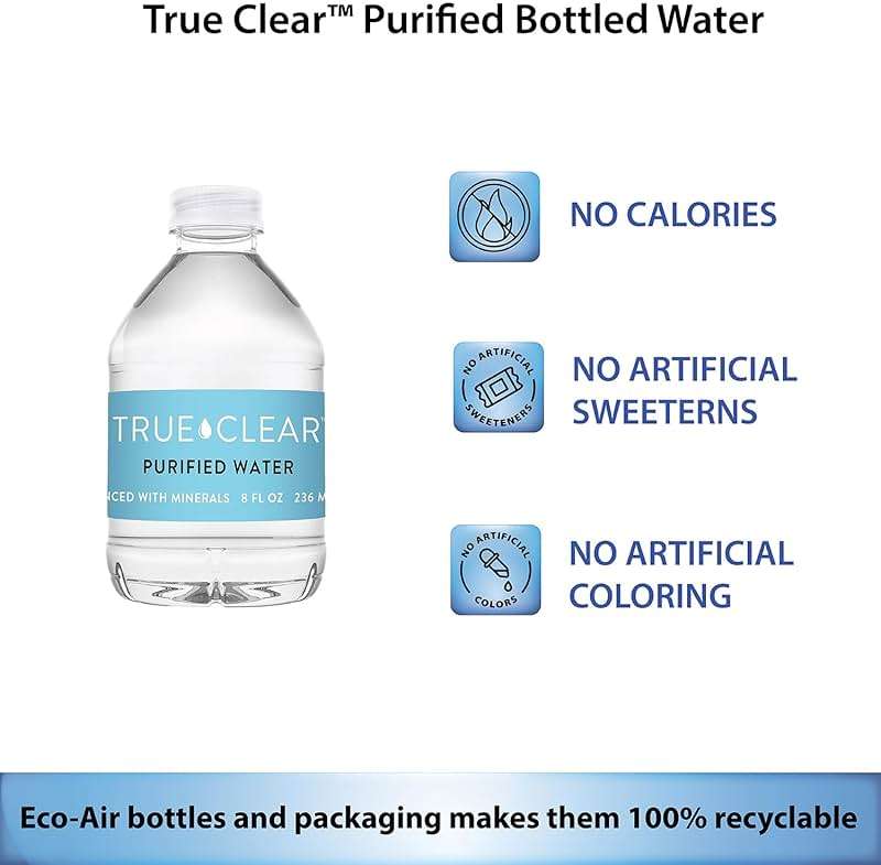 Staples True Clear Purified Drinking Water, 8 fl oz Bottles, 24-Pack, BPA-Free Recyclable Bottles for Lunches, Travel, Sports and Office Breakrooms - Image 3