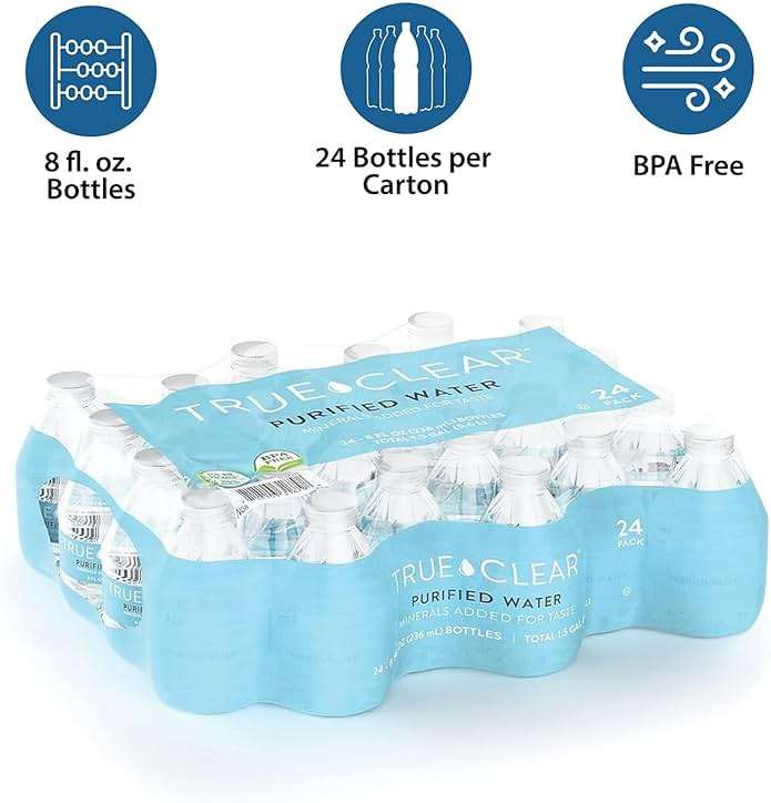 Staples True Clear Purified Drinking Water, 8 fl oz Bottles, 24-Pack, BPA-Free Recyclable Bottles for Lunches, Travel, Sports and Office Breakrooms - Image 5