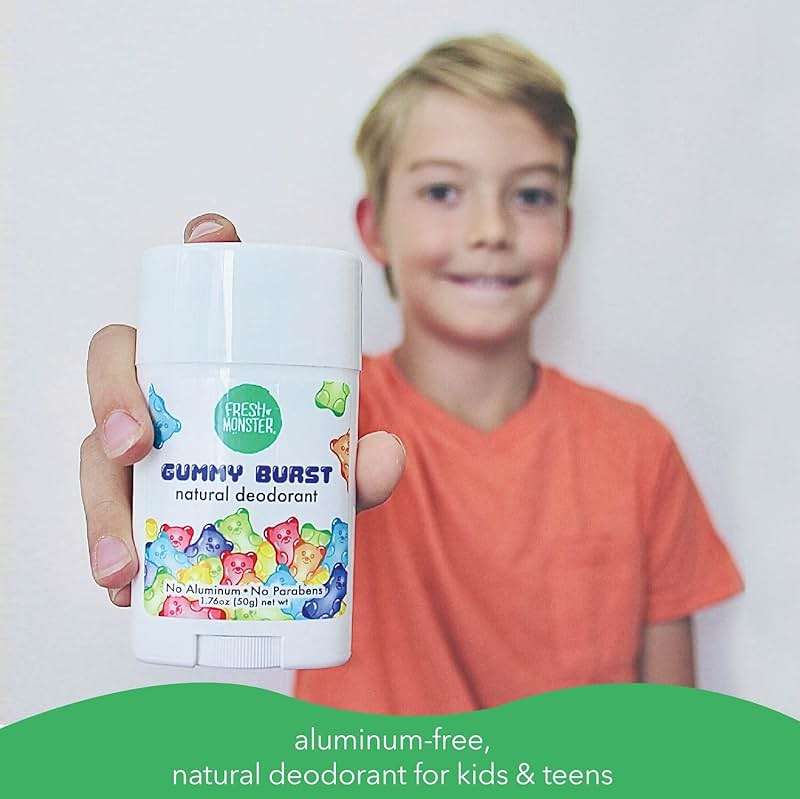 Fresh Monster Natural Deodorant for Kids & Teens I Mom's Choice Gold Award Winner | Aluminum-Free, Paraben-Free, Hypoallergenic I 24-Hour Protection I Beach Gummy Burst Scent I 1.76 oz - Image 3
