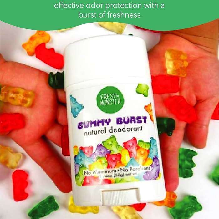 Fresh Monster Natural Deodorant for Kids & Teens I Mom's Choice Gold Award Winner | Aluminum-Free, Paraben-Free, Hypoallergenic I 24-Hour Protection I Beach Gummy Burst Scent I 1.76 oz - Image 6