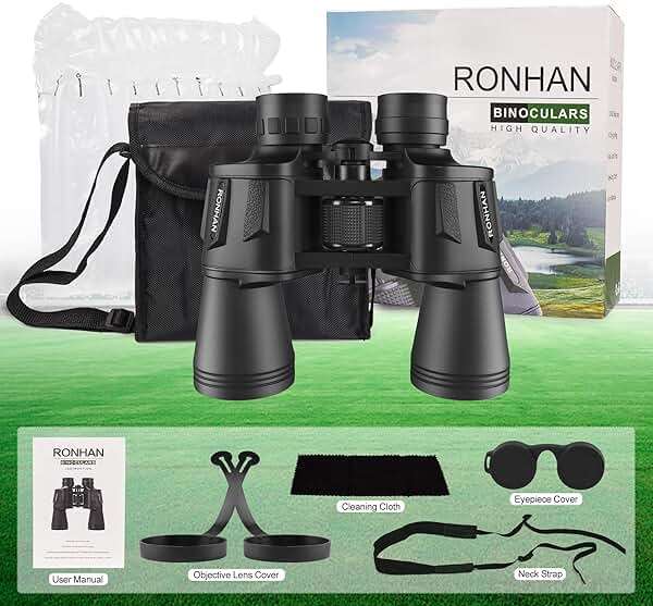 RONHAN Binoculars for Adults High Powered, Military HD Professional/Daily Waterproof 20x50 Binoculars for Bird Watching Travel Hunting Football Games Stargazing with Carrying Case & Strap - Image 6