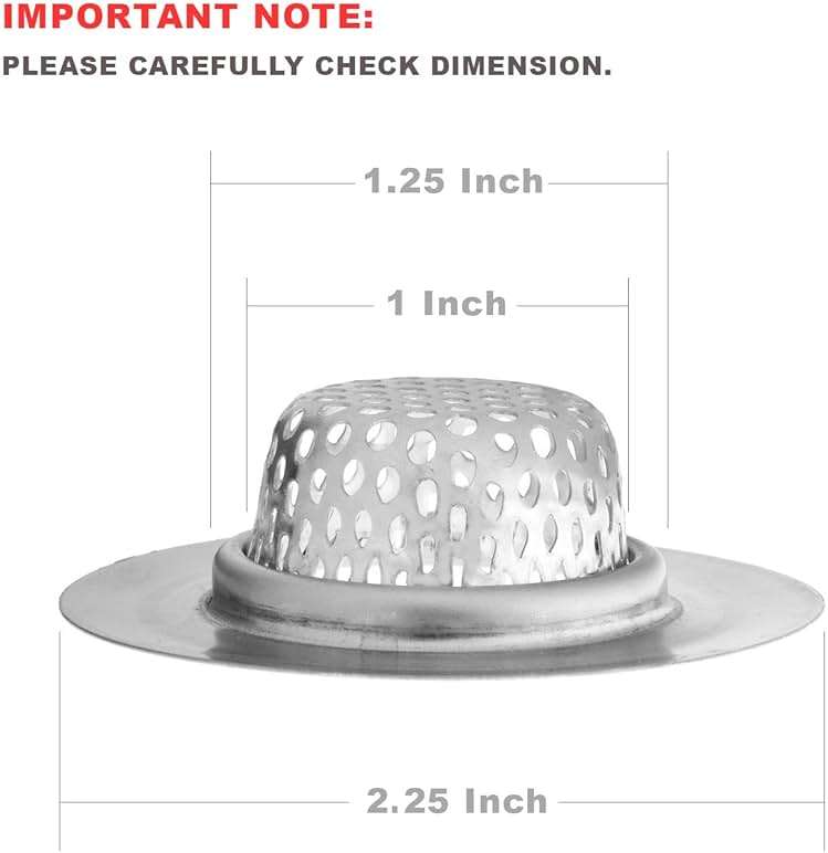 4 Pcs - Bathroom Sink Strainers and Stopper Plug (Use Separately) - 2.125" Top / 1" Basket, Stainless Steel Strainers and Rubber Plug Stopper for Standard Bathroom, Utility, Slop and RV Sink. - Image 2