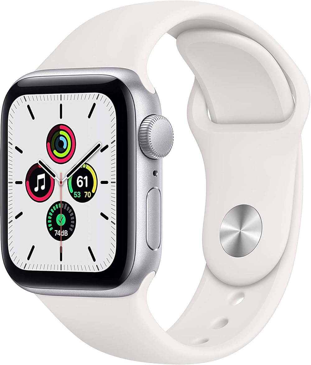 Apple Watch SE (GPS, 40mm) - Silver Aluminum Case with White Sport Band (Renewed) - Image 1