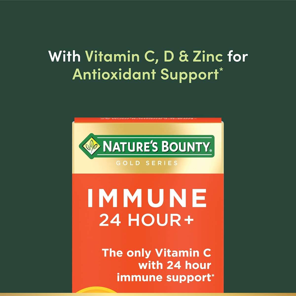 Nature's Bounty Immune 24 Hour +, The only Vitamin C with 24 Hour Immune Support from Ester-C, 1000 mg Vitamin C, D & Zinc, Gluten Free, Rapid Release Softgels, 2 Softgels per Day, 50 Count - Image 3