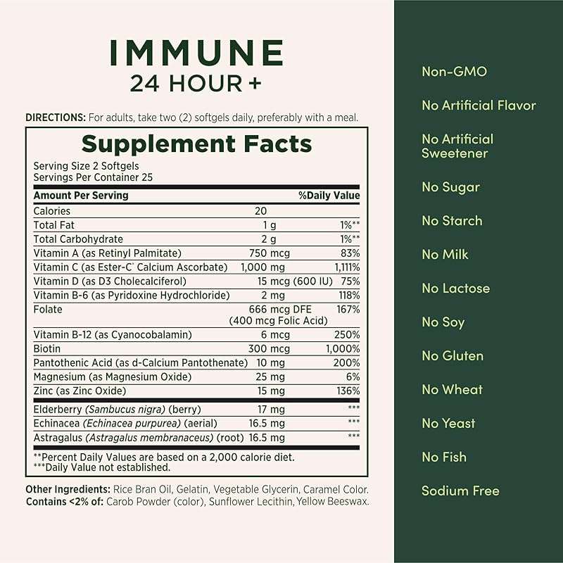 Nature's Bounty Immune 24 Hour +, The only Vitamin C with 24 Hour Immune Support from Ester-C, 1000 mg Vitamin C, D & Zinc, Gluten Free, Rapid Release Softgels, 2 Softgels per Day, 50 Count - Image 5