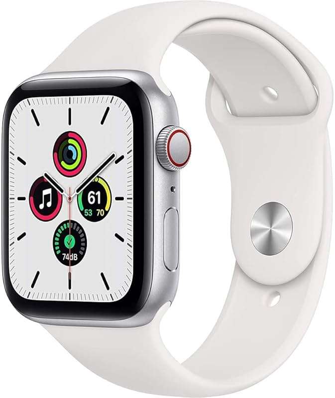 Apple Watch SE (GPS + Cellular, 40mm) - Silver Aluminum Case with White Sport Band (Renewed) - Image 1