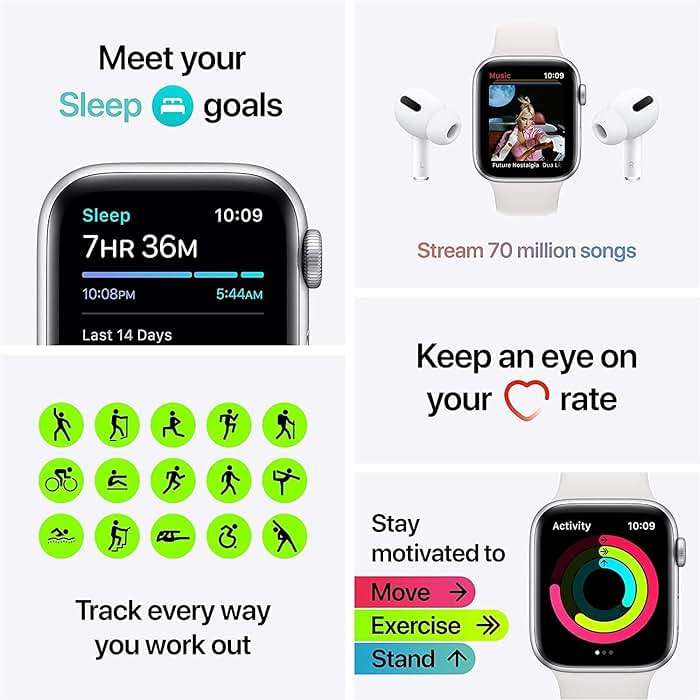 Apple Watch SE (GPS + Cellular, 40mm) - Silver Aluminum Case with White Sport Band (Renewed) - Image 6