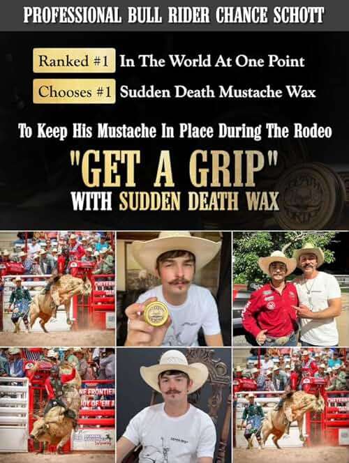 Mustache Wax Strong Hold Grooming For Men | Sudden Death Moustache & Beard Wax 1oz Tin | Perfect For Handlebar Mustaches By Death Grip | No Heat Source Required - Image 3