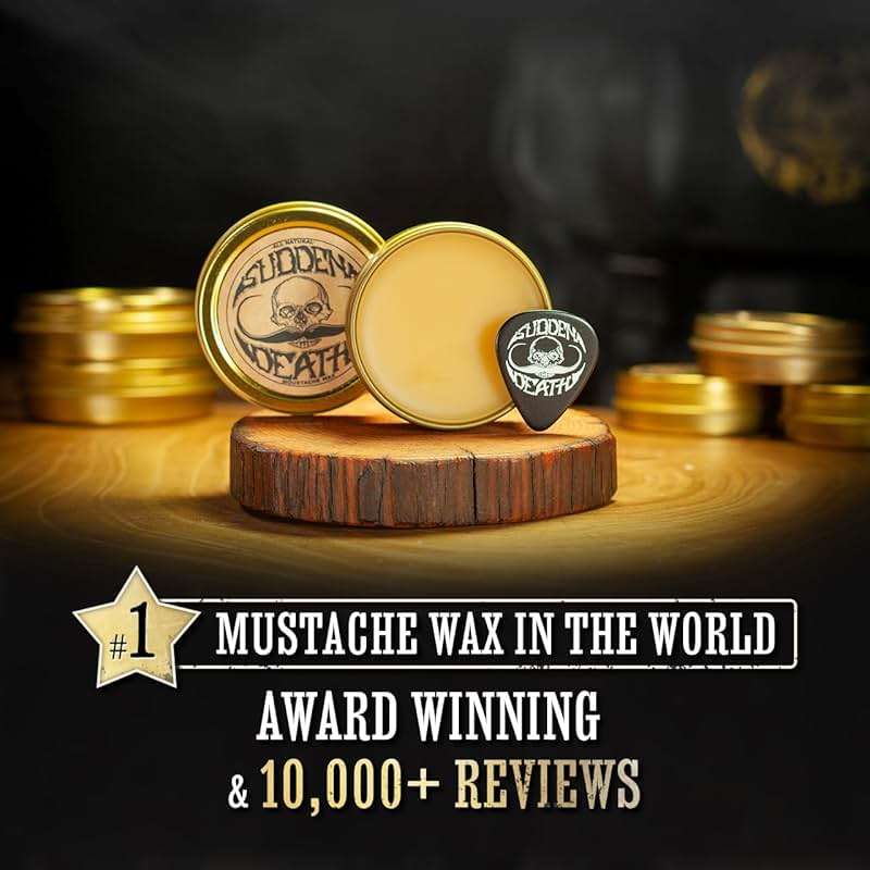 Mustache Wax Strong Hold Grooming For Men | Sudden Death Moustache & Beard Wax 1oz Tin | Perfect For Handlebar Mustaches By Death Grip | No Heat Source Required - Image 5