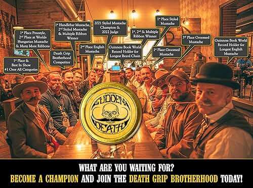 Mustache Wax Strong Hold Grooming For Men | Sudden Death Moustache & Beard Wax 1oz Tin | Perfect For Handlebar Mustaches By Death Grip | No Heat Source Required - Image 6