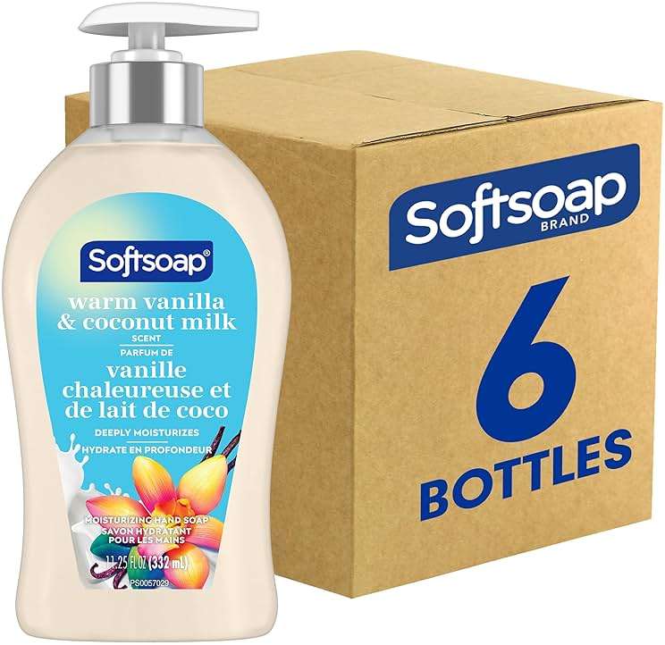 Softsoap Warm Vanilla & Coconut Milk Scent Liquid Hand Soap, Moisturizing Liquid Hand Soap, 11.25 Ounce, 6 Pack - Image 1