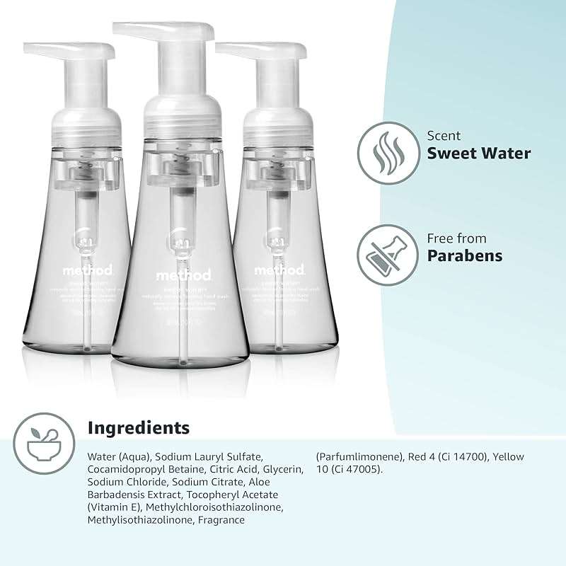 Method Foaming Hand Soap, Sweet Water, Paraben and Phthalate Free, 10 fl oz (Pack of 3) - Image 9