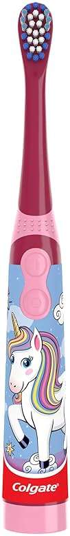Colgate Kids Battery Powered Toothbrush, Kids Battery Toothbrush with Included AA Battery, Extra Soft Bristles, Flat-Laying Handle to Prevent Rolling, Unicorn Toothbrush, 1 Pack - Image 3
