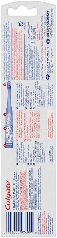 Colgate Kids Battery Powered Toothbrush, Kids Battery Toothbrush with Included AA Battery, Extra Soft Bristles, Flat-Laying Handle to Prevent Rolling, Unicorn Toothbrush, 1 Pack - Image 4