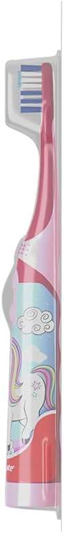 Colgate Kids Battery Powered Toothbrush, Kids Battery Toothbrush with Included AA Battery, Extra Soft Bristles, Flat-Laying Handle to Prevent Rolling, Unicorn Toothbrush, 1 Pack - Image 6