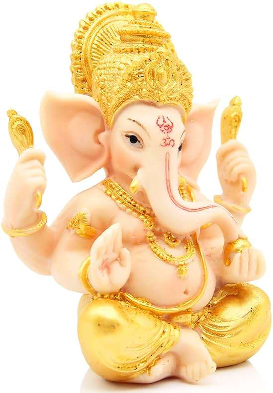 H&W 6''H Blessing A Colored Statue of Lord Ganesha Ganpati Elephant Hindu God, Elephant God Statue, Handmade Sculpture Buddha Figurine Decoration - Image 4