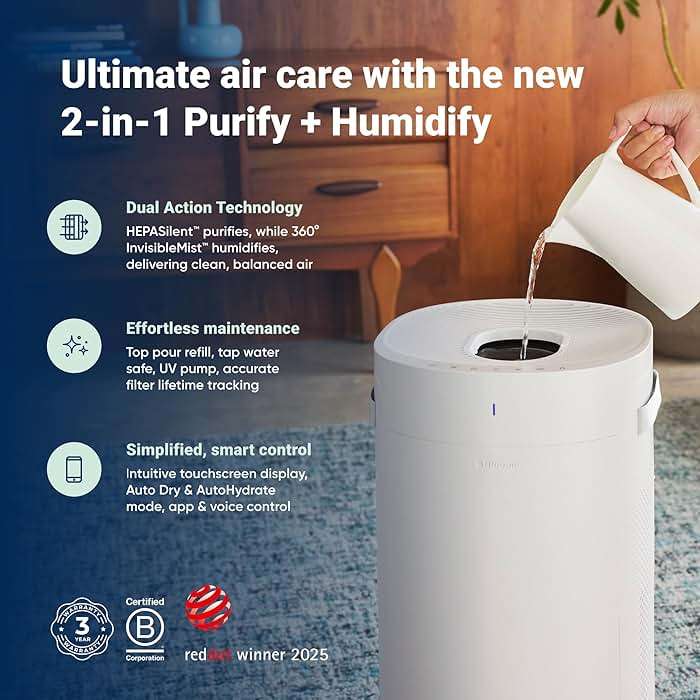 BLUEAIR 2-in-1 Purify + Humidify: Air Purifier and Humidifier with HEPASilent™ and 360° InvisibleMist™ Technology, Top Pour - covers 1,726 sqft in 60 minutes - Perfectly balanced air, one product - Image 3
