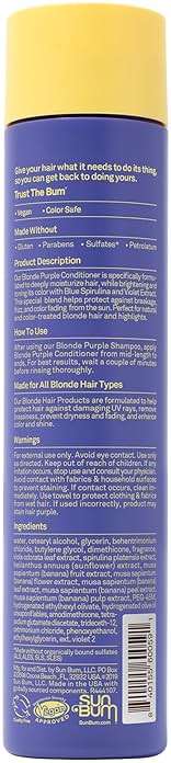 Sun Bum Blonde Purple Conditioner - Moisturizing and Brightening Formula - UV Protecting and Color Enhancing and Toning Hair Treatment for Blonde Hair - Helps Prevent Breakage and Frizz - 10 oz - Image 7