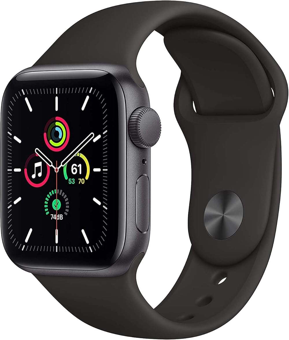 Apple Watch SE (GPS, 40mm) - Space Gray Aluminum Case with Black Sport Band (Renewed) - Image 1