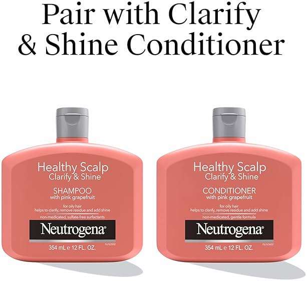 Neutrogena Exfoliating Healthy Scalp Clarifying Shampoo for Oily Hair & Scalp, Pink Grapefruit pH-Balanced Anti-Residue Formula Adds Shine, Sulfate, Paraben & Phthalate-Free, Color-Safe, 12 Fl Oz - Image 8