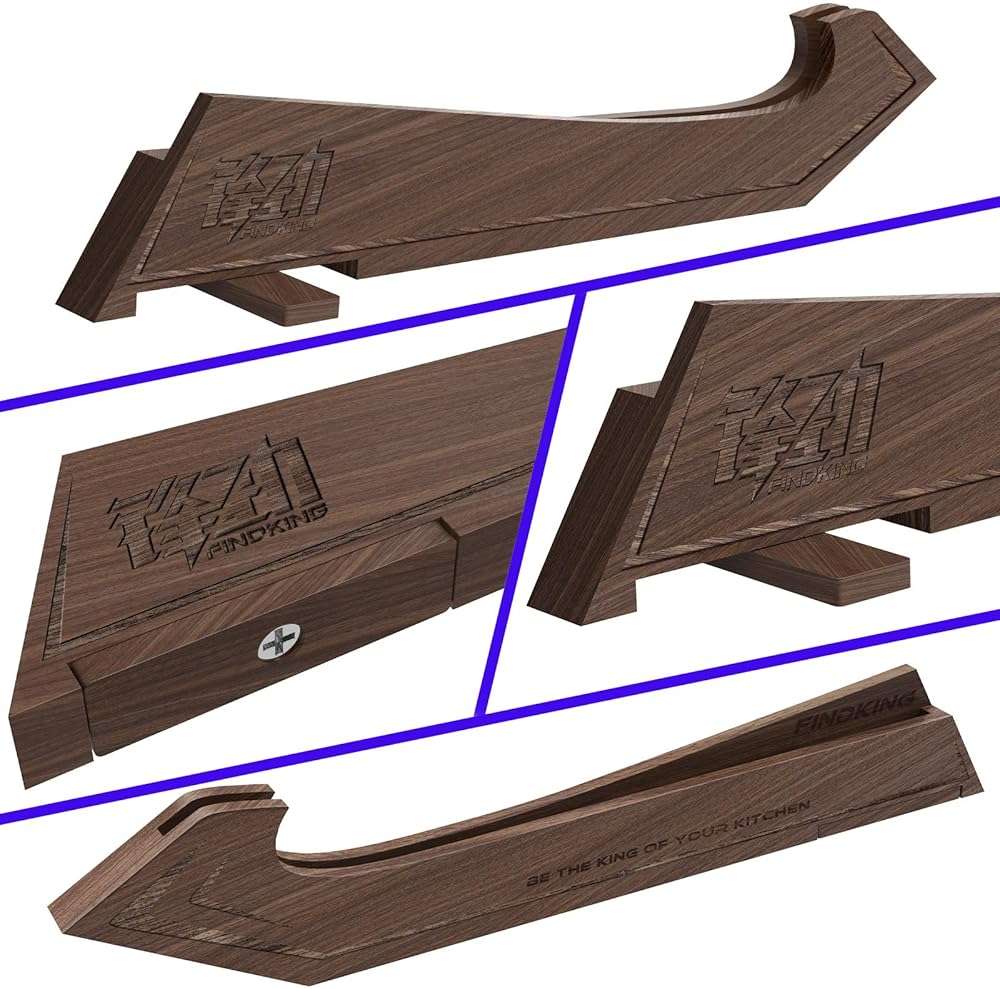 FINDKING Magnetic Edge Guard with Stand, Walnut Wood Blade Cover & Mini Knife Block for Counter Storage, Portable Protector for 7" Santoku Knife - Image 4