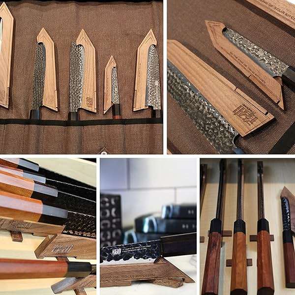 FINDKING Magnetic Edge Guard with Stand, Walnut Wood Blade Cover & Mini Knife Block for Counter Storage, Portable Protector for 7" Santoku Knife - Image 6