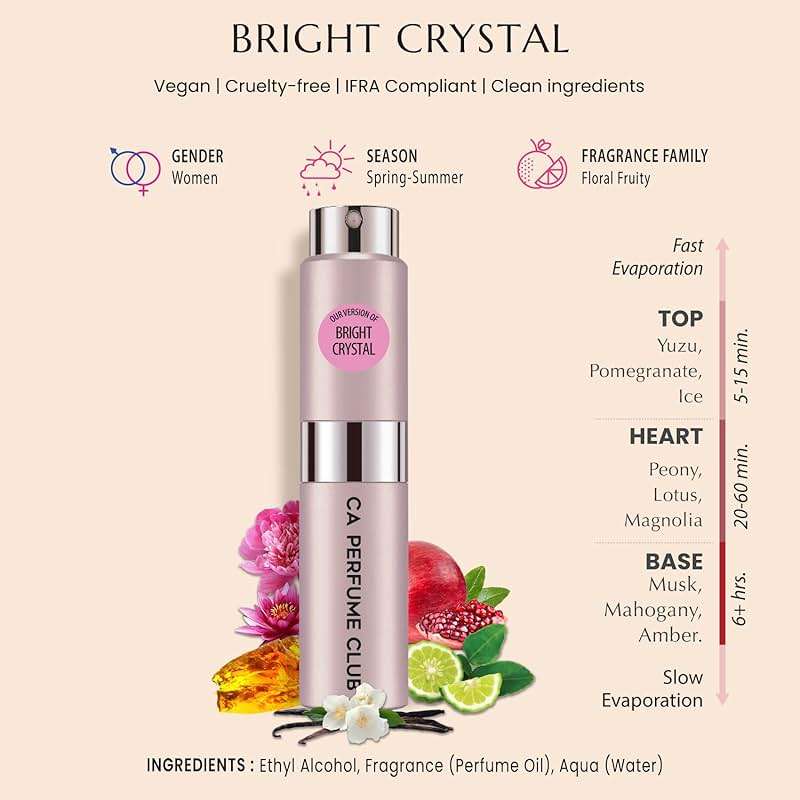 CA Perfume Impression of Bright Crystal For Women Fragrance Eau de Parfum Spray Refillable Atomizer Bottle 0.27 Fl Oz/ 8ml - Image 2