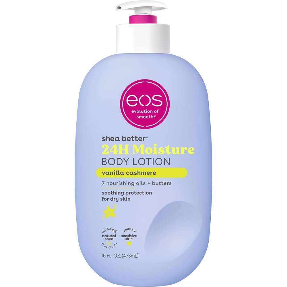eos Shea Better Body Lotion Vanilla Cashmere, 24-Hour Moisture Skin Care, Lightweight & Non-Greasy, Natural Shea, Vegan, Vanilla Body Lotion, 16 fl oz - Image 1