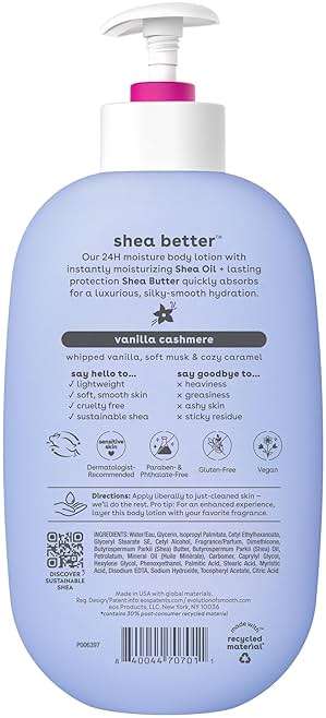 eos Shea Better Body Lotion Vanilla Cashmere, 24-Hour Moisture Skin Care, Lightweight & Non-Greasy, Natural Shea, Vegan, Vanilla Body Lotion, 16 fl oz - Image 8