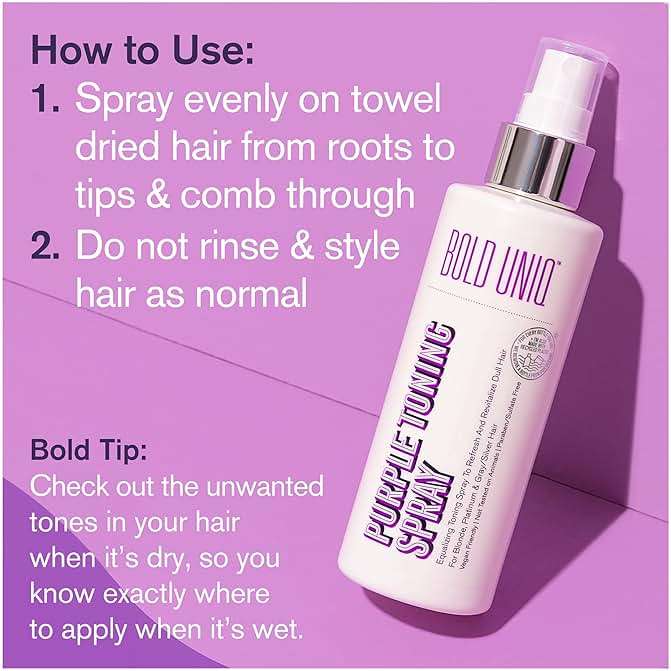 Blonde Toner Spray. Purple Leave In Toning Hair Treatment to Remove Brassy Surface Tones in Blonde, Platinum & Gray/Silver Hair. Paraben & Sulfate Free-PETA Approved Cruelty-free. - Image 7
