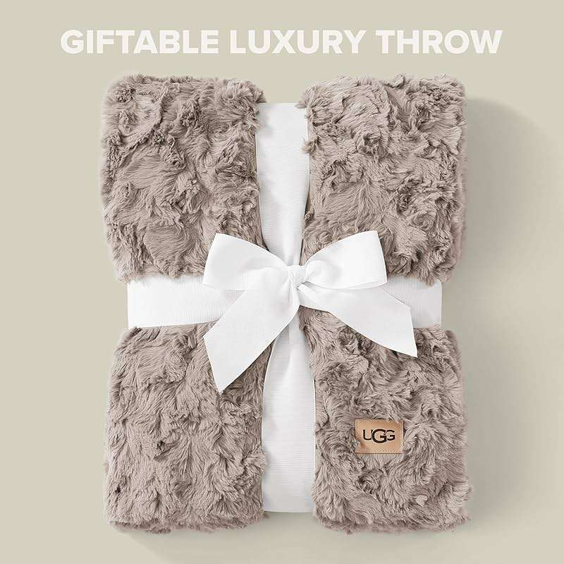 UGG Adalee Faux Fur Throw Blanket, Luxury Cozy Fluffy Blanket for Living Room or Bedroom, Decorative Double-Sided Fuzzy Throw, Machine Washable Spring Decor, 50-inch x 70-inch, Oyster Brown - Image 6