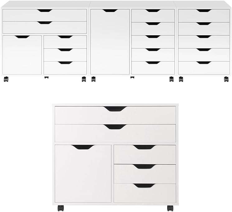 Winsome Halifax Mobile Storage Cabinet with 1 Door & 5 Drawers in White, Stylish & Functional Home Storage Cabinet for Filing, Kitchen Organization, Moveable Furniture for Office, Dorms, Apartments - Image 12