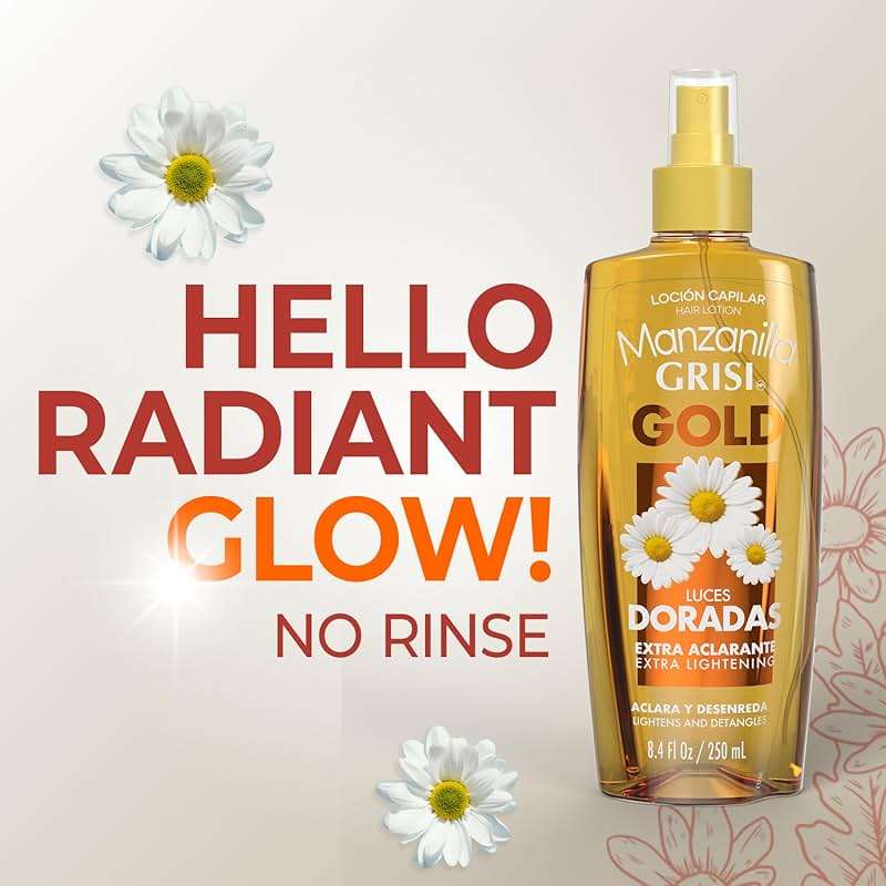 Grisi Manzanilla Hair Lotion Gold – Chamomile Hair Lightening Spray | Enhances Golden Highlights Naturally with Daily Use | Leave-In Detangler Spray for Soft, Shiny Hair | 8.4 Fl Oz, 2-Pack - Image 3