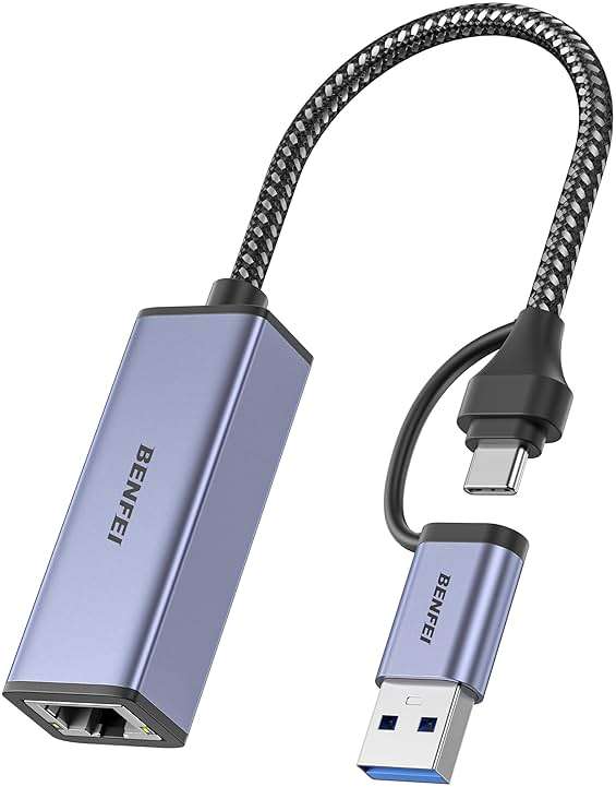 BENFEI USB 3.0 to Ethernet Adapter, USB C to RJ45 Gigabit LAN (1000Mbps) Network Adapter, Compatible with MacBook/Pro/Air, Surface Pro, Windows 11/10/8/7, Mac OS [Aluminium Shell&Nylon Cable] - Image 2