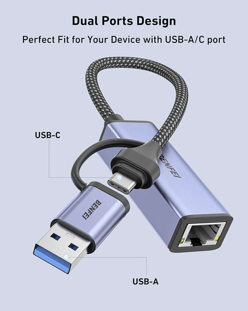 BENFEI USB 3.0 to Ethernet Adapter, USB C to RJ45 Gigabit LAN (1000Mbps) Network Adapter, Compatible with MacBook/Pro/Air, Surface Pro, Windows 11/10/8/7, Mac OS [Aluminium Shell&Nylon Cable] - Image 4