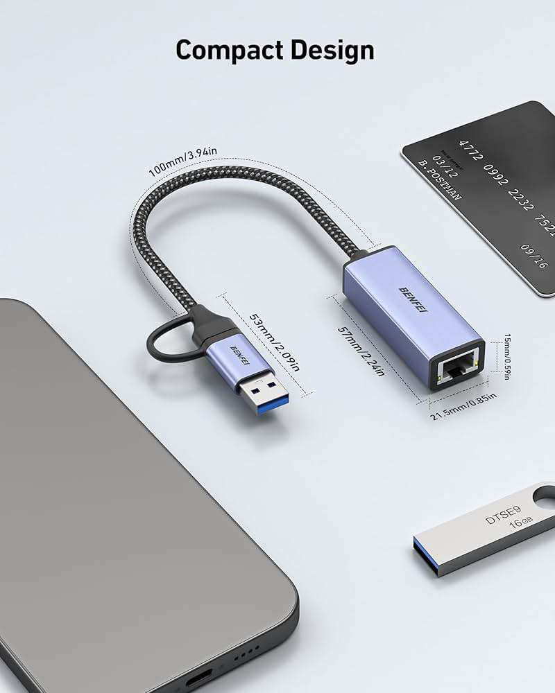 BENFEI USB 3.0 to Ethernet Adapter, USB C to RJ45 Gigabit LAN (1000Mbps) Network Adapter, Compatible with MacBook/Pro/Air, Surface Pro, Windows 11/10/8/7, Mac OS [Aluminium Shell&Nylon Cable] - Image 7