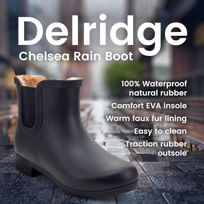 Chooka Women’s Waterproof Chelsea Bootie – Plush Lined, Slip-On Rain Ankle Boots - Image 2