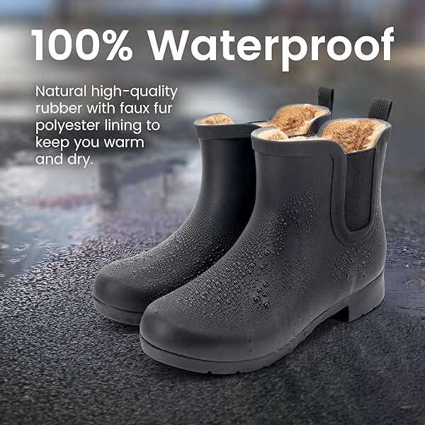 Chooka Women’s Waterproof Chelsea Bootie – Plush Lined, Slip-On Rain Ankle Boots - Image 3