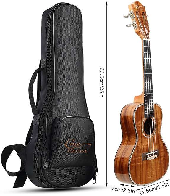 Hricane Concert Ukulele 23 inch UKS-2, 4 Strings Ukeleles For Beginners, Sapele Hawaiian Ukele with Ukulele Case and Ukele String Set (Koa Glossy) - Image 8
