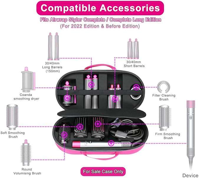RLSOCO Travel Case for Dyson Airwrap Complete Long/Complete Styler HS08 HS05 HS01,NOT for Dyson Airwrap i.d. - Fits 4pcs Long Barrels or Short Barrels - Pink (Case Only,Hair Styler is not Included) - Image 3