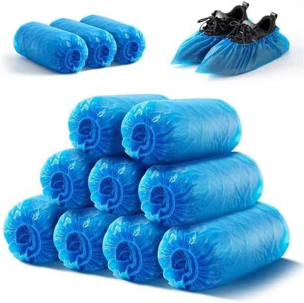 HUADYMEET Shoe Covers Disposable Non Slip For Indoors 100Pack(50 Pairs) Waterproof Shoes Protector Cover Durable Boot Booties Covers Fits up to size 11 US Men and 13 US Women,Large,Blue - Image 1