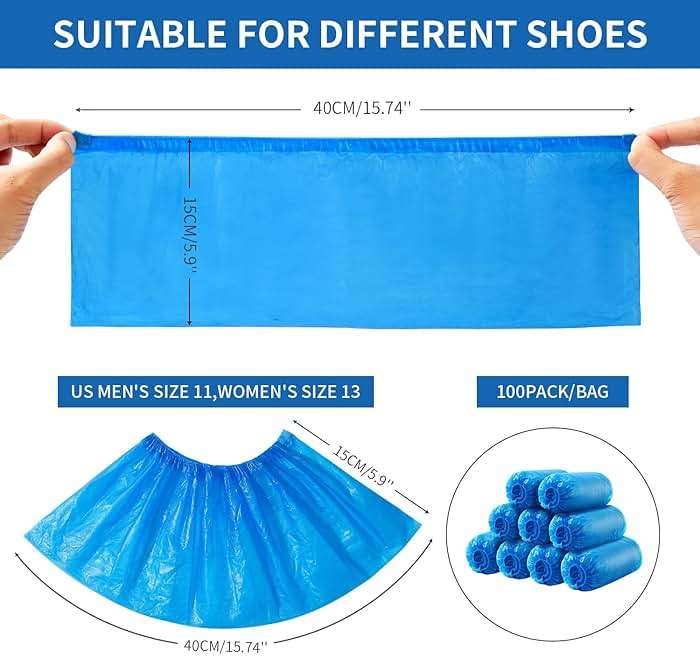 HUADYMEET Shoe Covers Disposable Non Slip For Indoors 100Pack(50 Pairs) Waterproof Shoes Protector Cover Durable Boot Booties Covers Fits up to size 11 US Men and 13 US Women,Large,Blue - Image 3