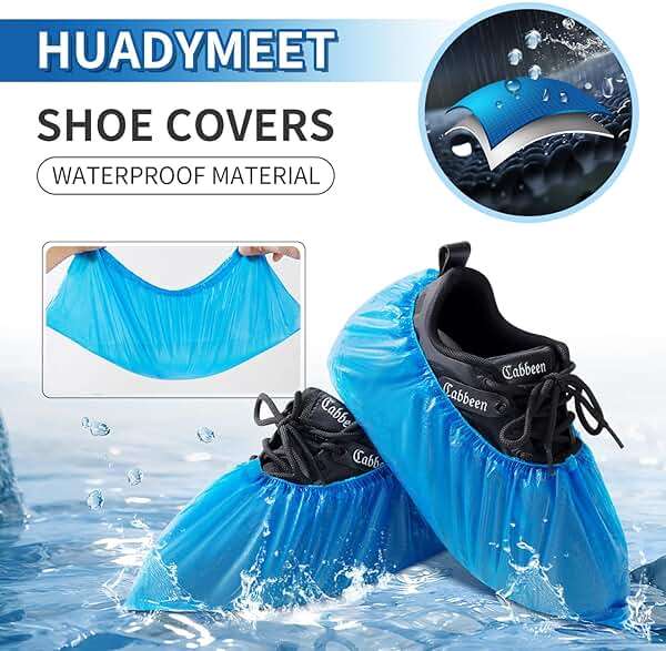 HUADYMEET Shoe Covers Disposable Non Slip For Indoors 100Pack(50 Pairs) Waterproof Shoes Protector Cover Durable Boot Booties Covers Fits up to size 11 US Men and 13 US Women,Large,Blue - Image 5
