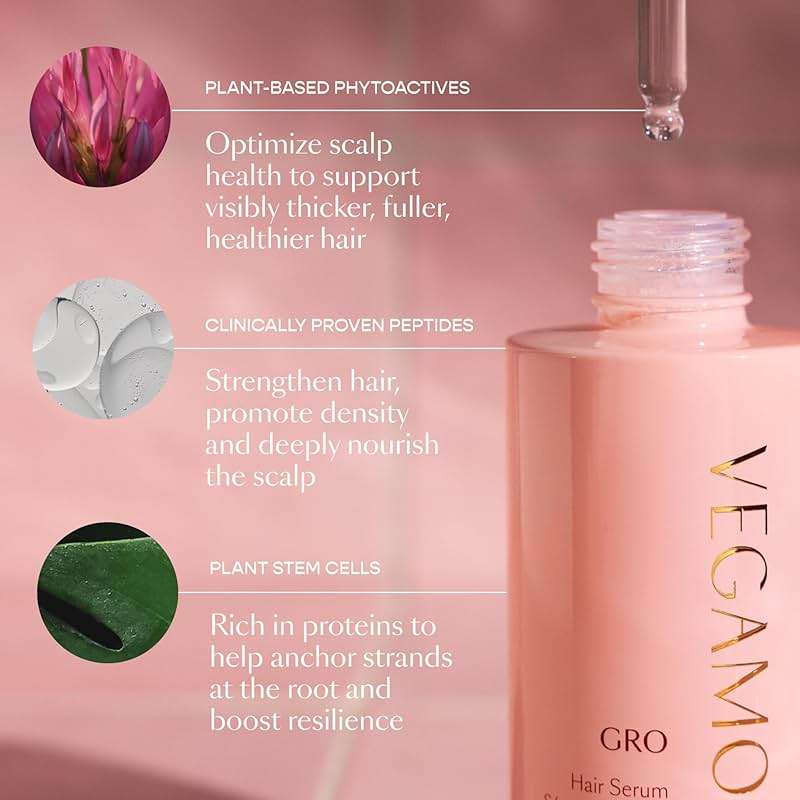 VEGAMOUR GRO Hair Serum for Hair Thinning & Shedding, Thicker Fuller Looking Hair In As Soon As 90 Days, Non Oily, Bergamot Scent, Vegan & Cruelty Free - Image 6