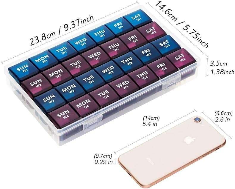 XL Monthly Pill Organizer 1 Time a Day, 4 Week Pill Case Compartments, Yaklim Weekly Vitamin Organizer Extra Large, Medicine Container for Daily Pill Keeper - Image 2