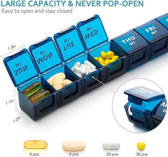 XL Monthly Pill Organizer 1 Time a Day, 4 Week Pill Case Compartments, Yaklim Weekly Vitamin Organizer Extra Large, Medicine Container for Daily Pill Keeper - Image 3