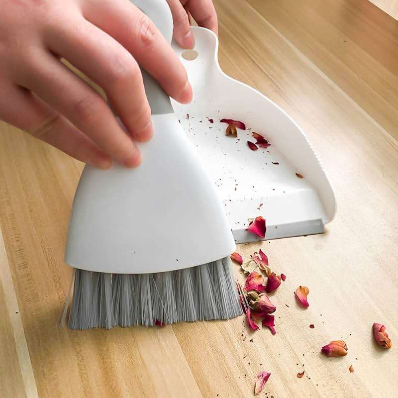 Dust pan Broom Brush Dustpan - Dustpan and Brush Set,Mini dust Pans with Brush,Dust Pan and Brush Set for Table, Key Board, Cat, Dog and Other Pets, Dust Pan Brush Nesting Tiny Cleaning Broom（Gray） - Image 4