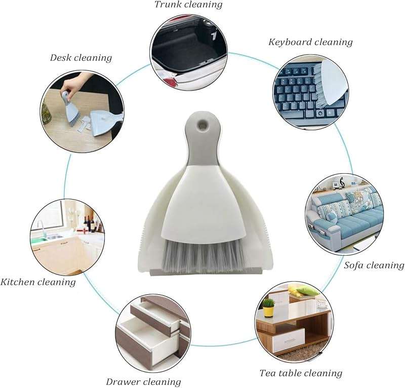 Dust pan Broom Brush Dustpan - Dustpan and Brush Set,Mini dust Pans with Brush,Dust Pan and Brush Set for Table, Key Board, Cat, Dog and Other Pets, Dust Pan Brush Nesting Tiny Cleaning Broom（Gray） - Image 9