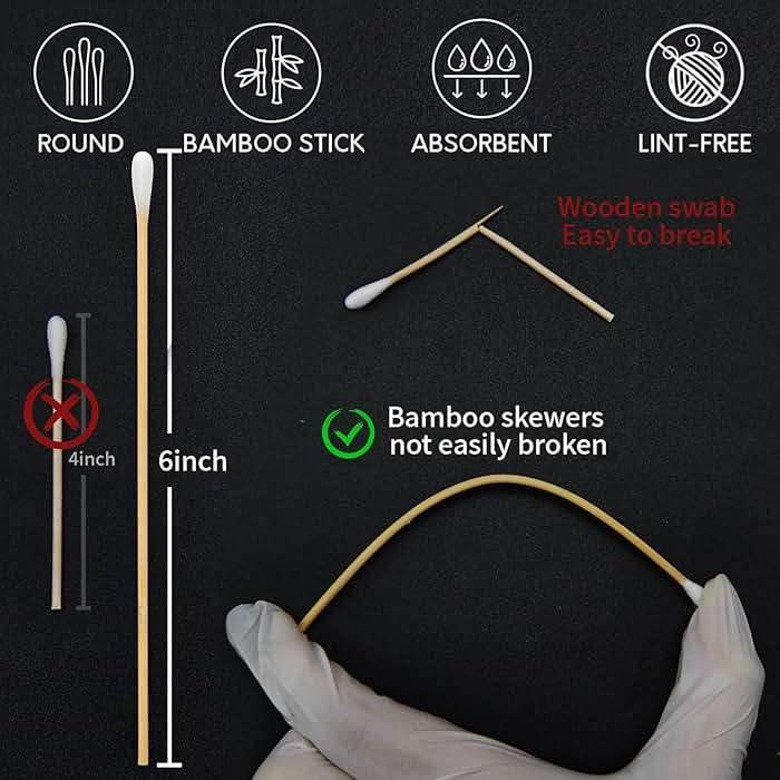 PINGMIC Gun Cleaning Supplies - Gun Cleaning Patches and Long Cotton Swabs Set, 6" Cotton Swabs, Lint Free Cloth Fit Most Caliber Firearms - Image 3