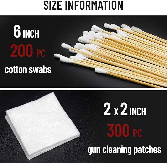 PINGMIC Gun Cleaning Supplies - Gun Cleaning Patches and Long Cotton Swabs Set, 6" Cotton Swabs, Lint Free Cloth Fit Most Caliber Firearms - Image 4